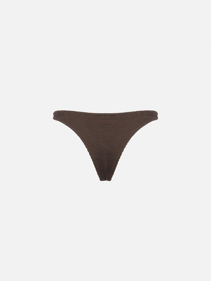 Elise Classic Brown Crinkle Swim Briefs Bottom