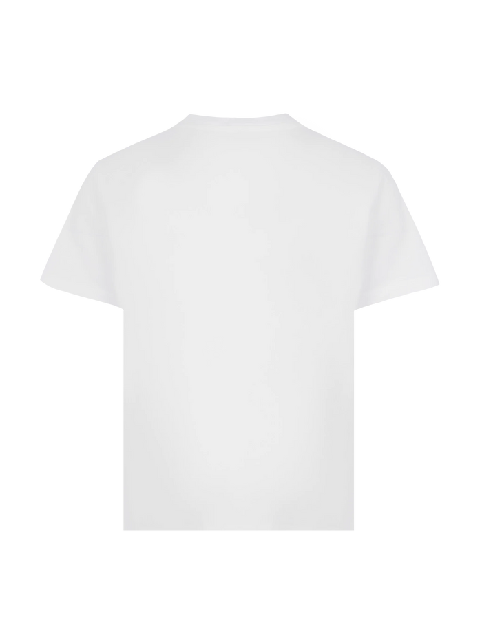 Elly Cotton Jersey Crewneck T-Shirt With Saint Barth Sunset Rhinestone Desgin White
