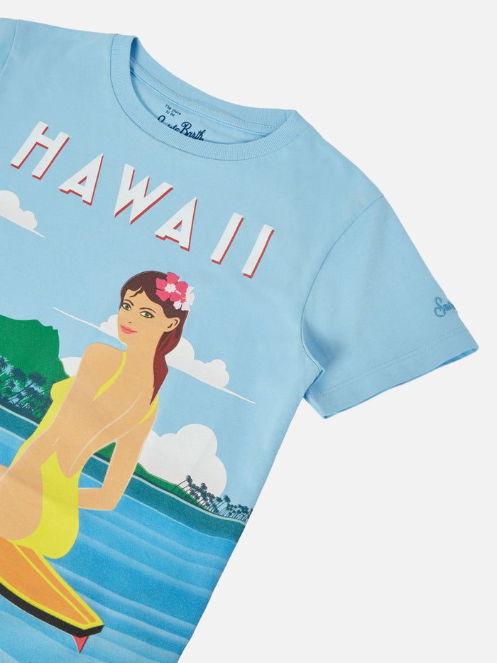 Elly Cotton Jersey Crewneck T-Shirt With Hawaii Print