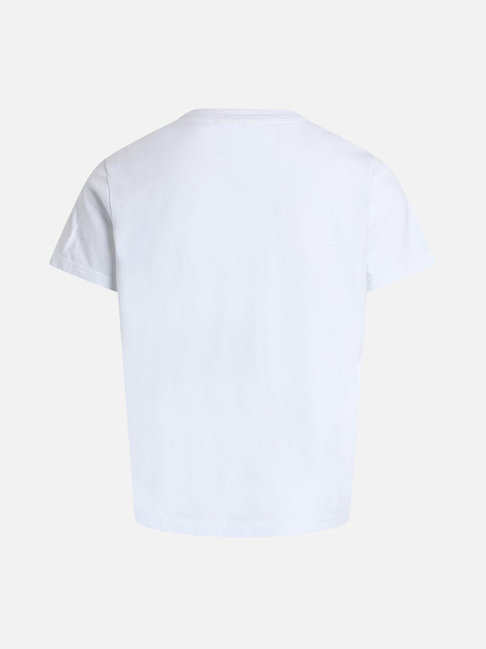 Girl Cotton Jersey Crewneck T-Shirt Elly With Questa È Ibiza Embroidery White
