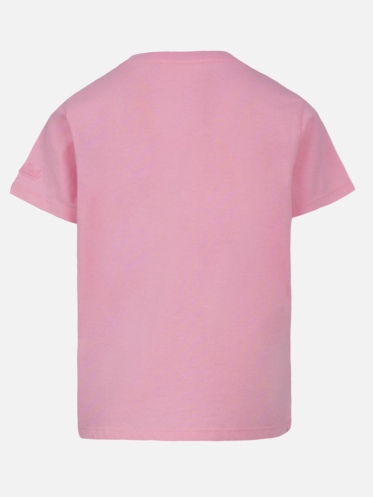 Girl Cotton Jersey Crewneck T-Shirt Elly With Oggi Faccio La Brava Embroidery Pink