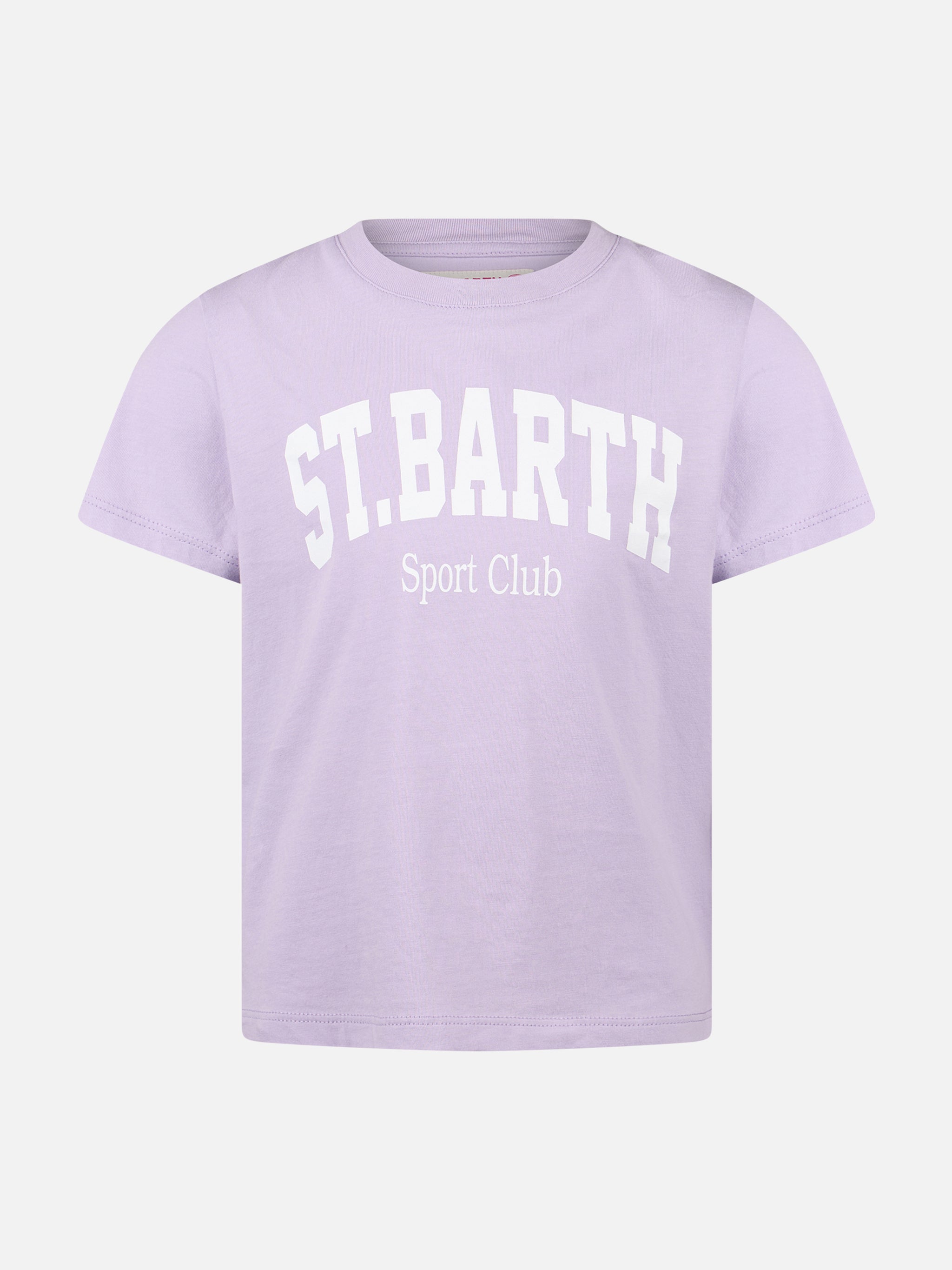 Girl Cotton Jersey Crewneck T-Shirt Elly With St. Barth Print Pink