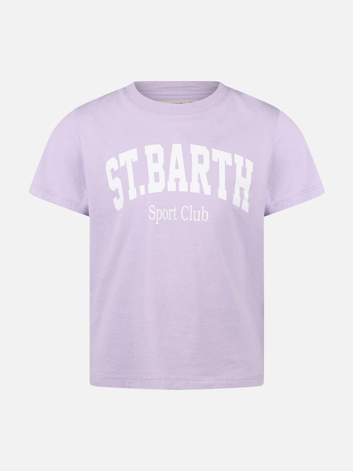 Girl Cotton Jersey Crewneck T-Shirt Elly With St. Barth Print Pink