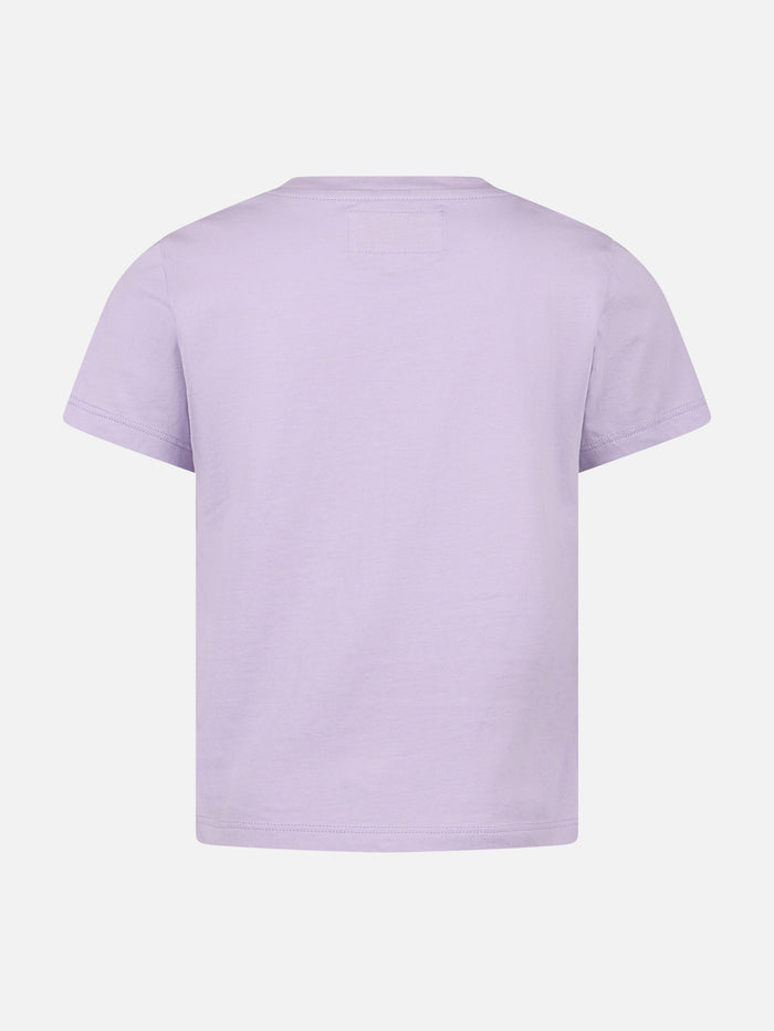 Girl Cotton Jersey Crewneck T-Shirt Elly With St. Barth Print Pink