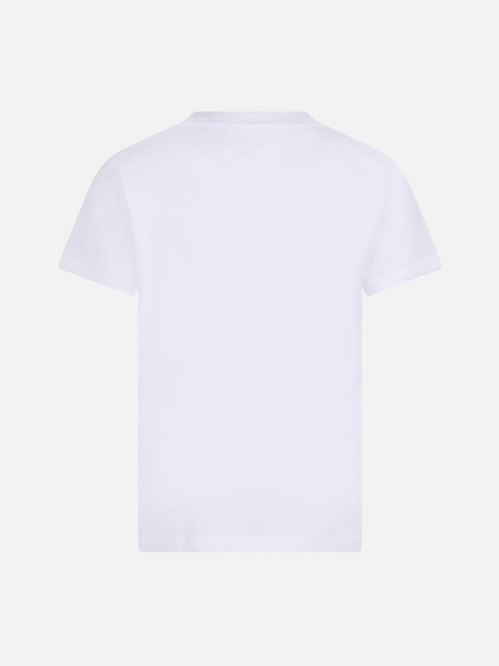 Girl Cotton Jersey Crewneck T-Shirt Elly With Miss Stufo Embroidery White