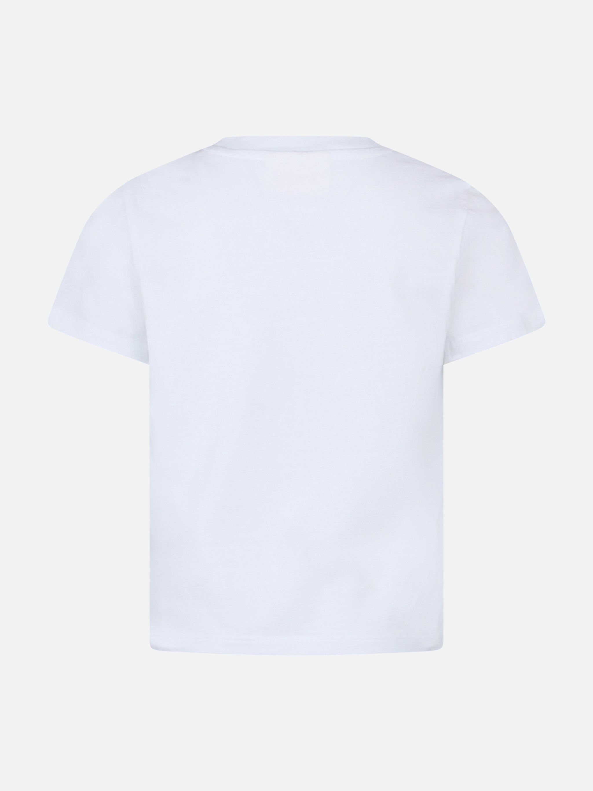 Girl Cotton Jersey Crewneck T-Shirt Elly With Vacay Mood Embroidery White