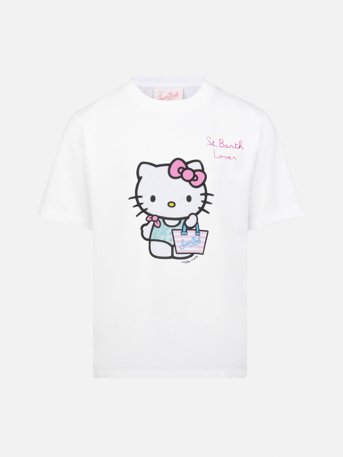 Elly Cotton Jersey Crewneck T-Shirt With Hello Kitty Print | Special Edition White