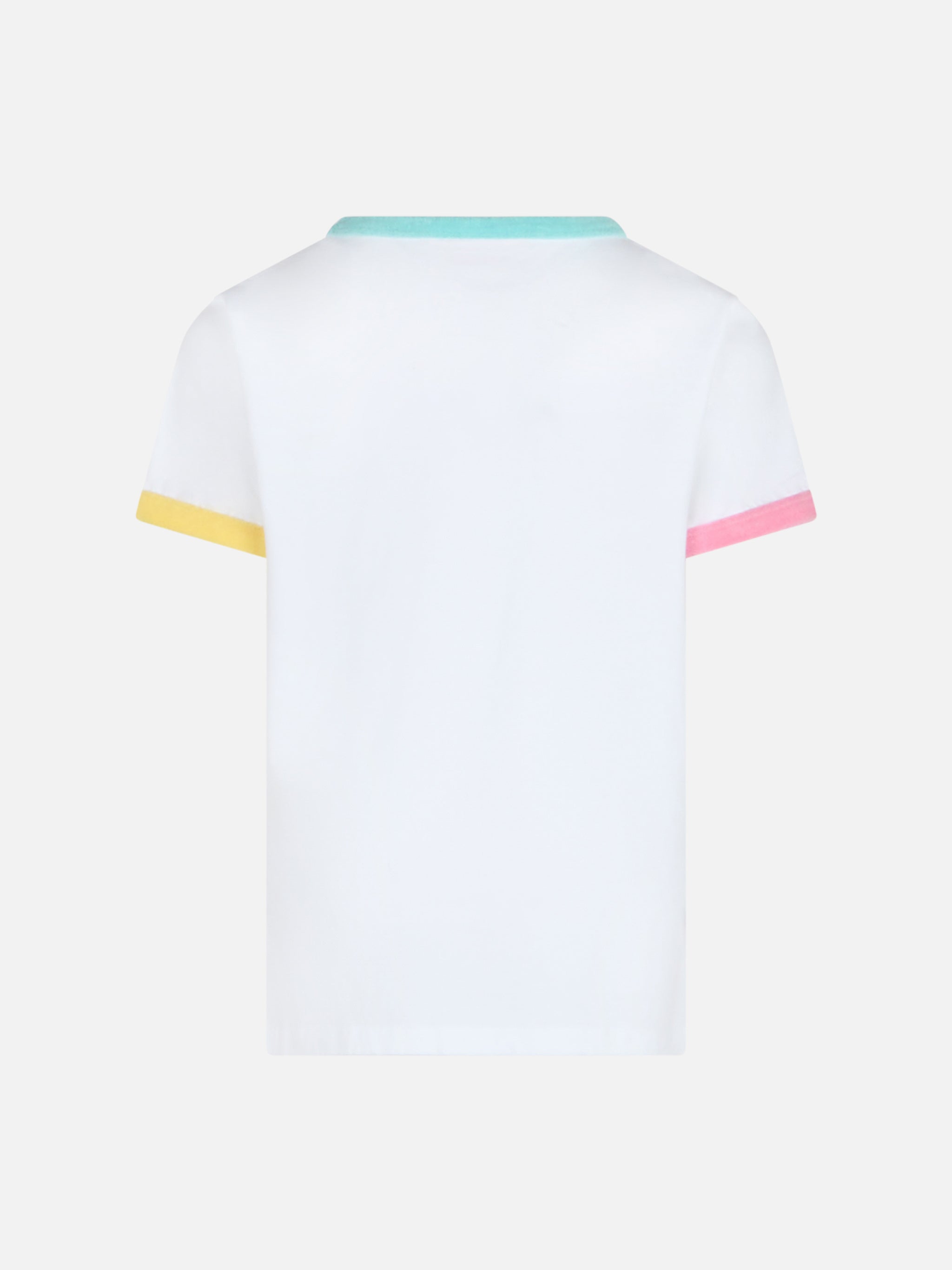 Girl Cotton Jersey Crewneck T-Shirt Elly With Saint Barth Terry Patch White