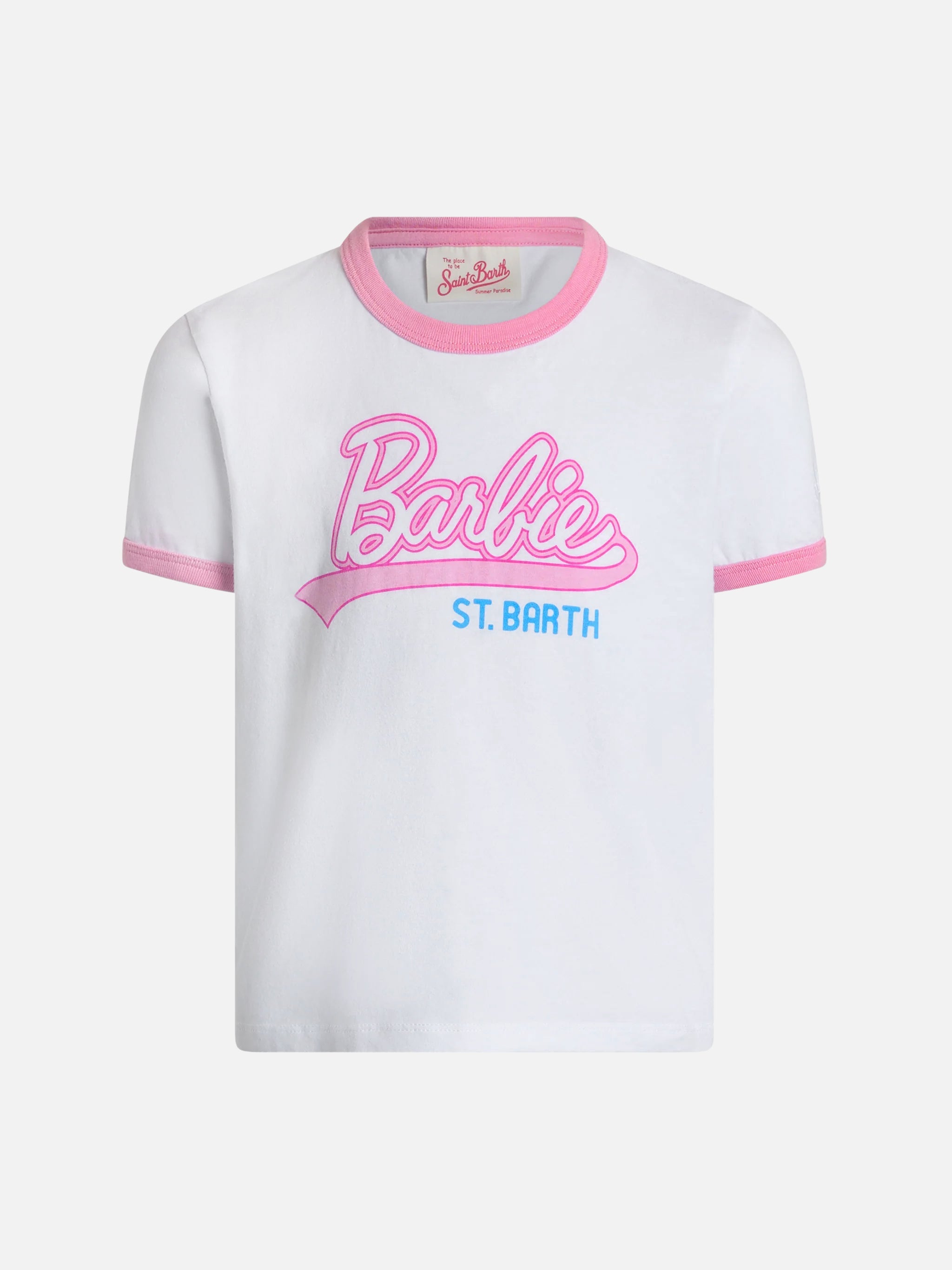 Girl Cotton Jersey Crewneck T-Shirt Elly With Barbie Saint Barth Print | Special Edition White