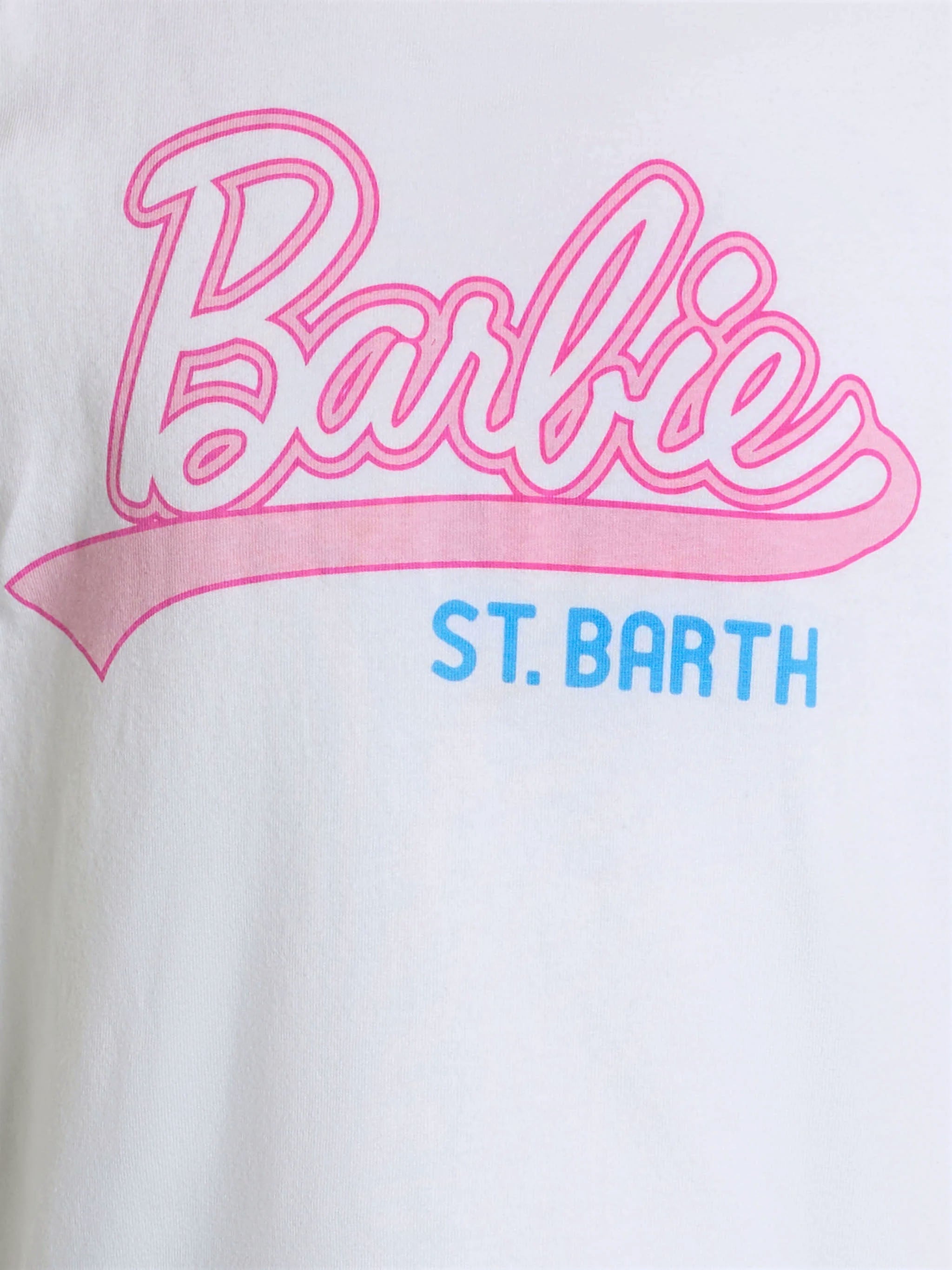 Girl Cotton Jersey Crewneck T-Shirt Elly With Barbie Saint Barth Print | Special Edition White