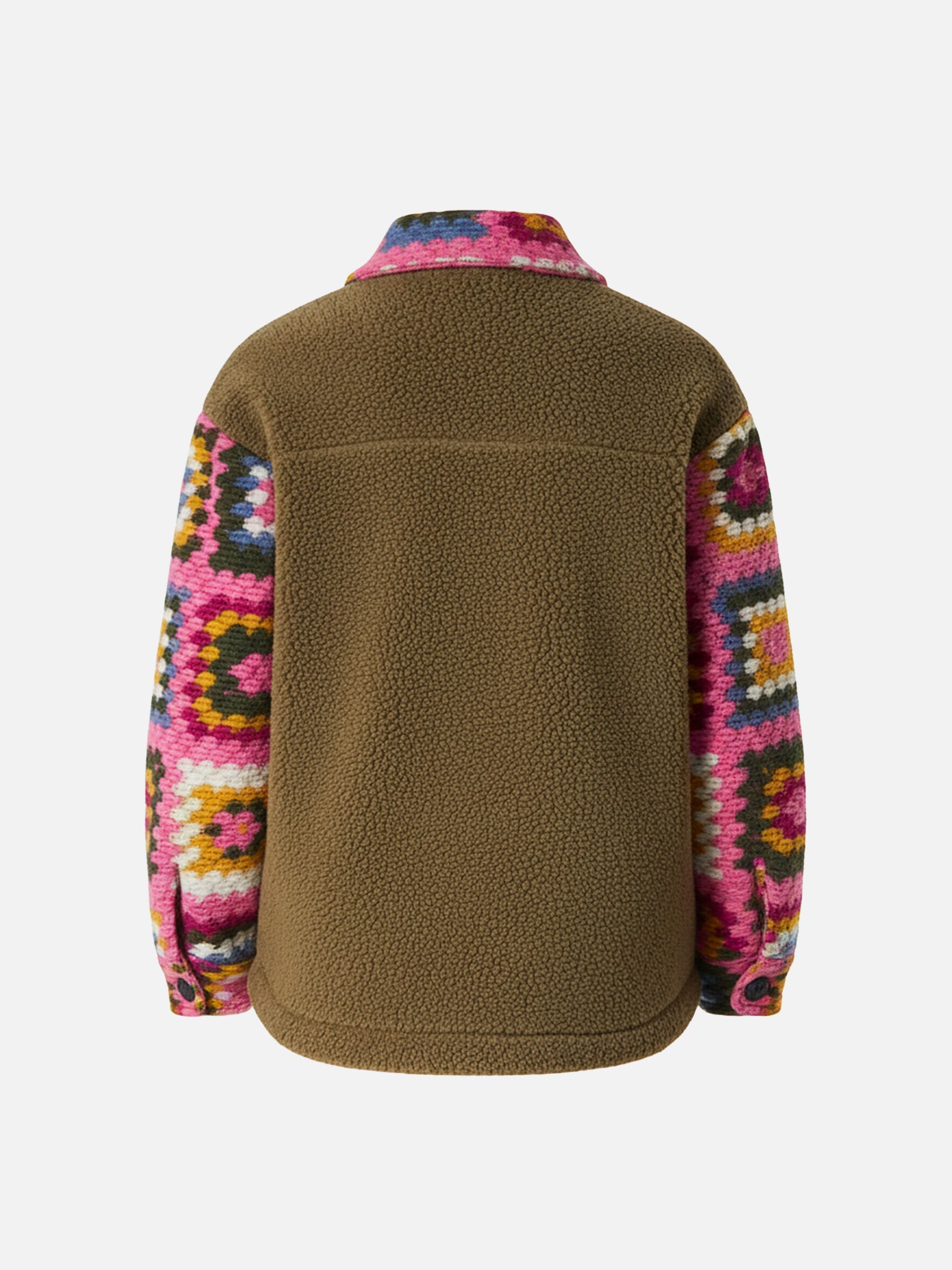 Khaki Green Overshirt Elys With Crochet Sleeves Jacket
