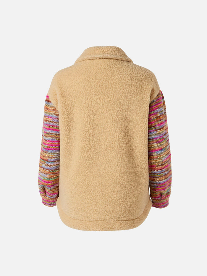 Beige Overshirt Elys With Crochet Sleeves White Jacket