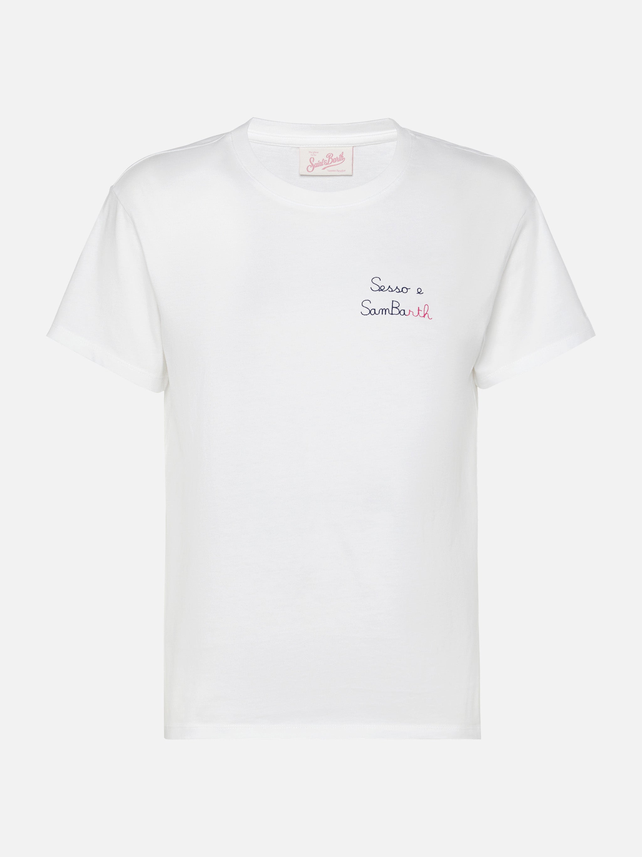 Emilie Cotton T-Shirt With Sesso E Sambarth Embroidery White
