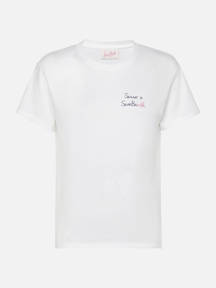 Emilie Cotton T-Shirt With Sesso E Sambarth Embroidery White