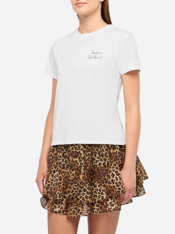 Emilie Cotton T-Shirt With Sesso E Sambarth Embroidery White