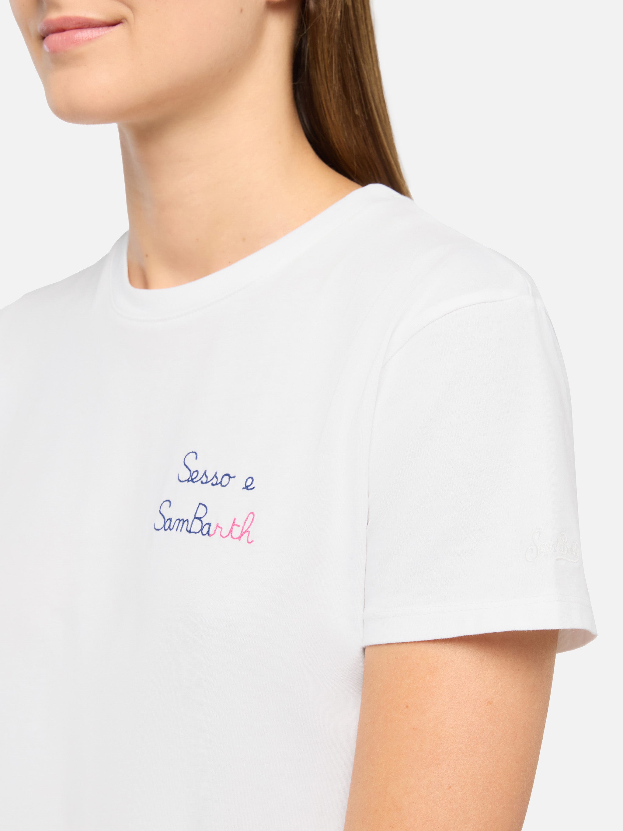 Emilie Cotton T-Shirt With Sesso E Sambarth Embroidery White