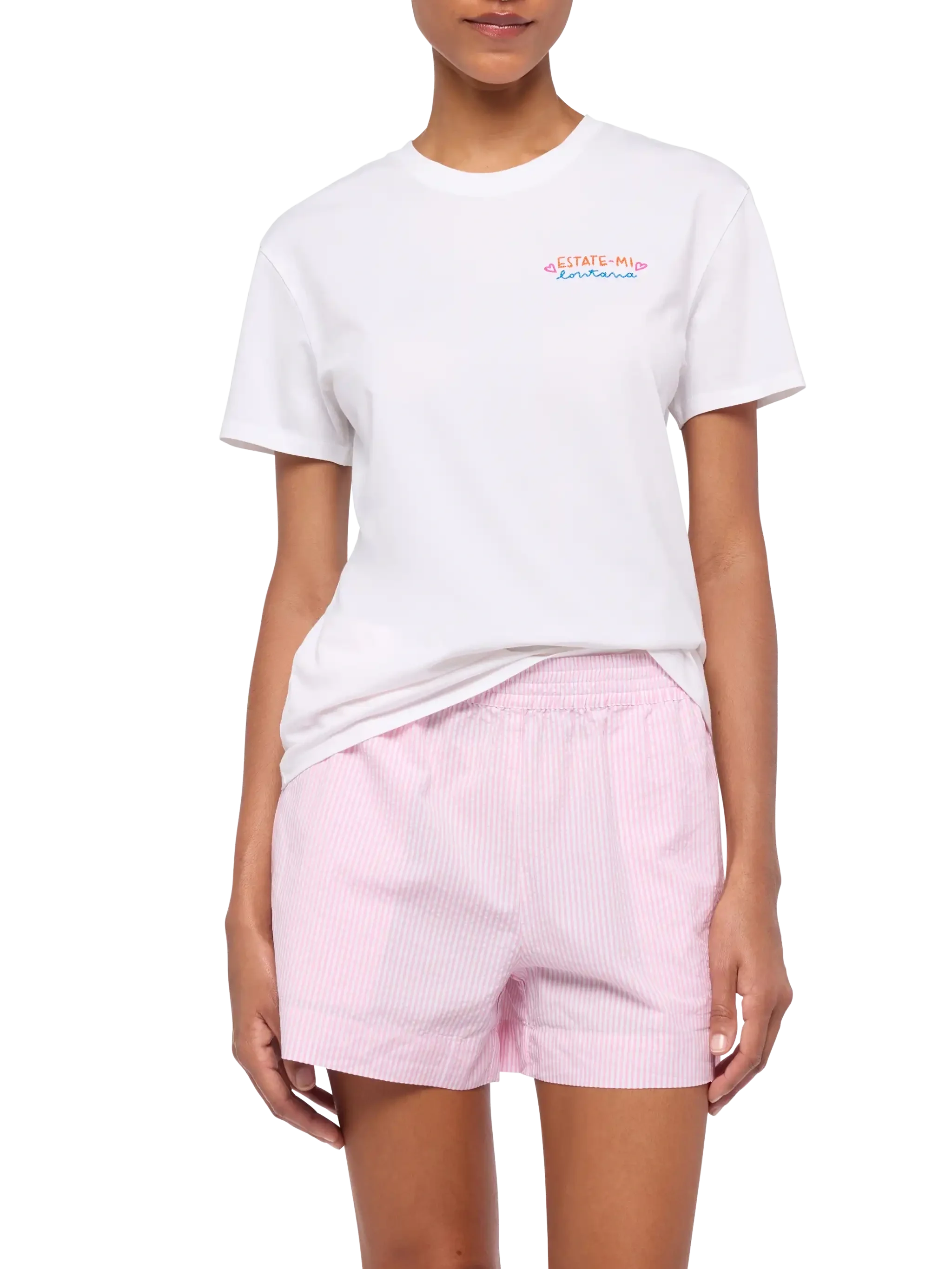 Emilie Cotton T-Shirt With Estate-Mi Lontana Embroidery | Insulti Luminosi Special Edition White