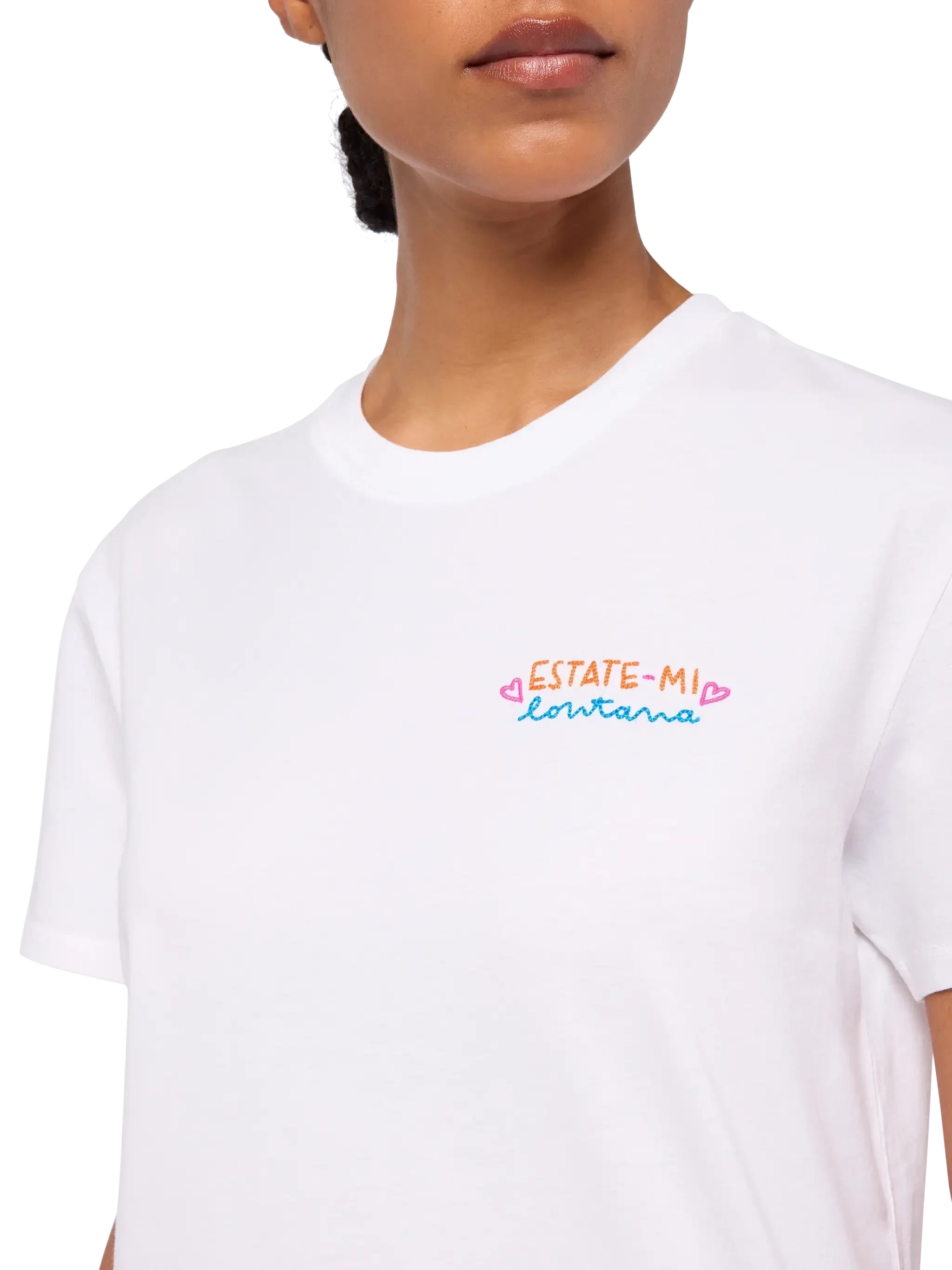 Emilie Cotton T-Shirt With Estate-Mi Lontana Embroidery | Insulti Luminosi Special Edition White