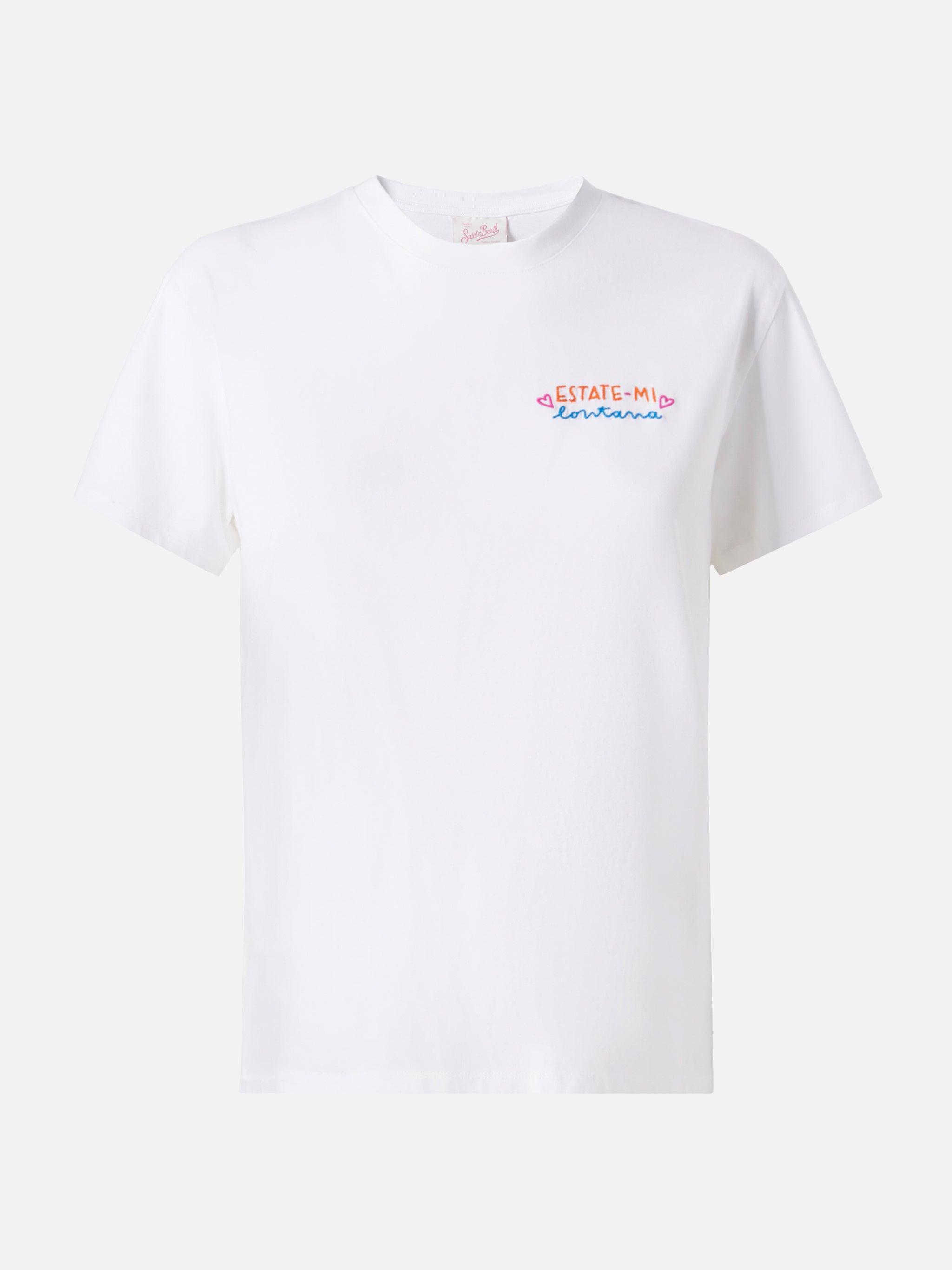 Emilie Cotton T-Shirt With Estate-Mi Lontana Embroidery | Insulti Luminosi Special Edition White