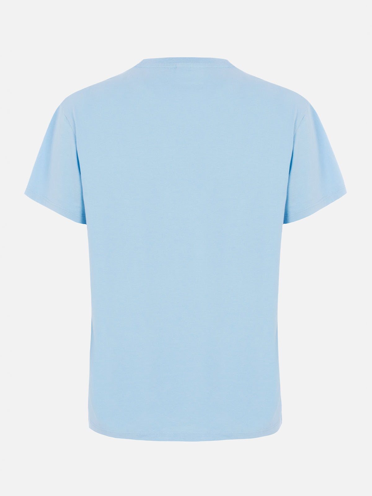 Emilie Light Blue Cotton T-Shirt With Logo Embroidery Sky