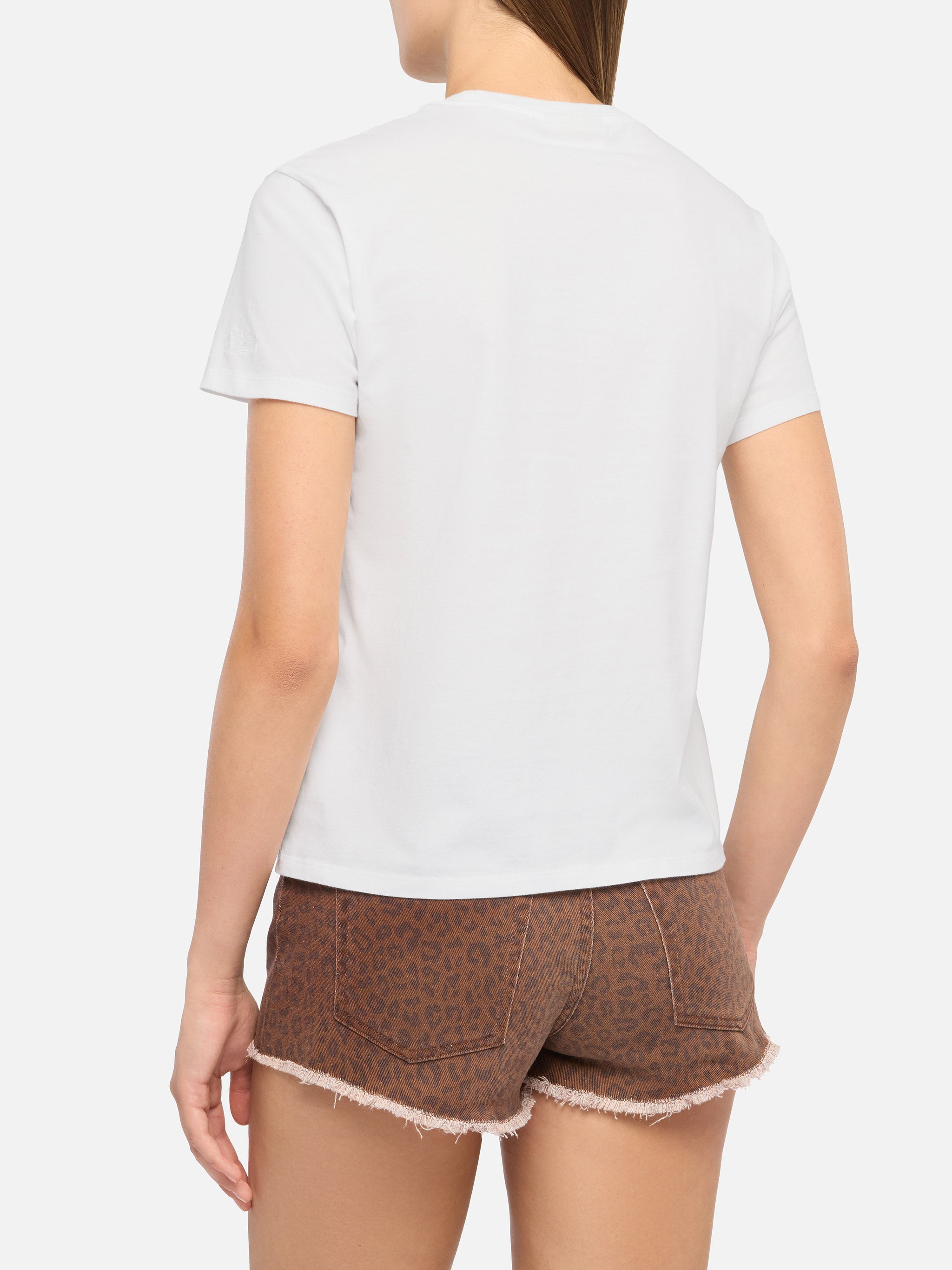 Emilie Cotton T-Shirt With St. Barth Habituè Embroidery White