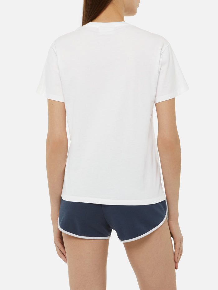Emilie Cotton T-Shirt With Bikini & Martini Embroidery White