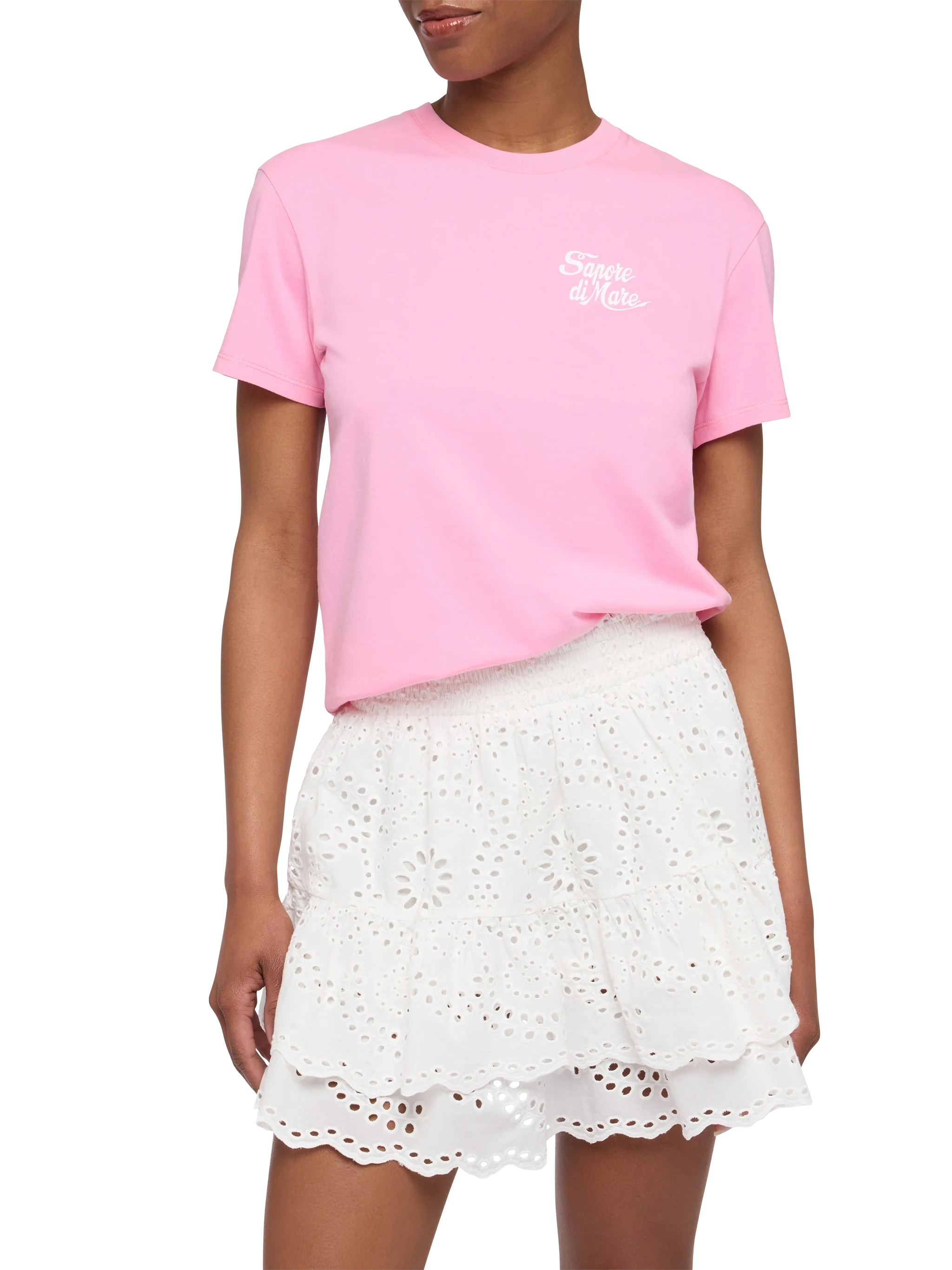 Emilie Cotton T-Shirt With Sapore Di Mare Print | Special Edition Pink