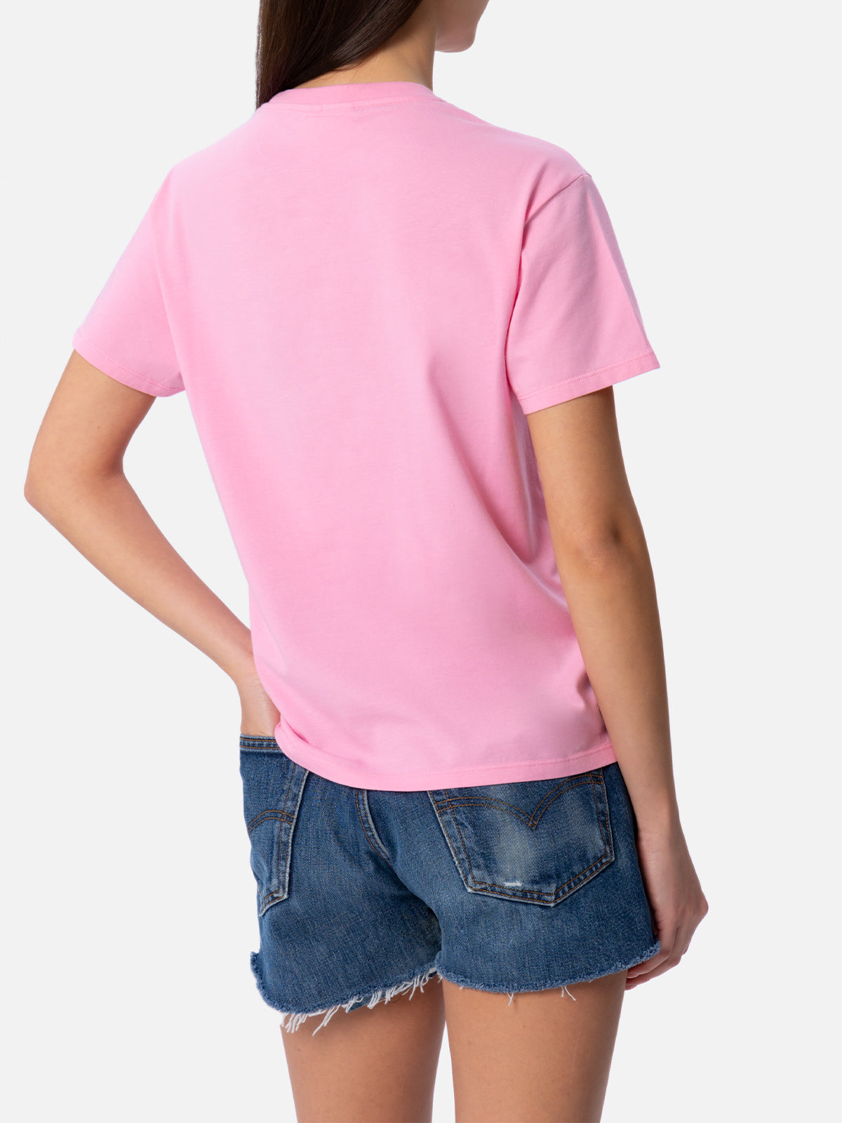 Emilie Cotton T-Shirt With Bikini Obsession Embroidery Pink