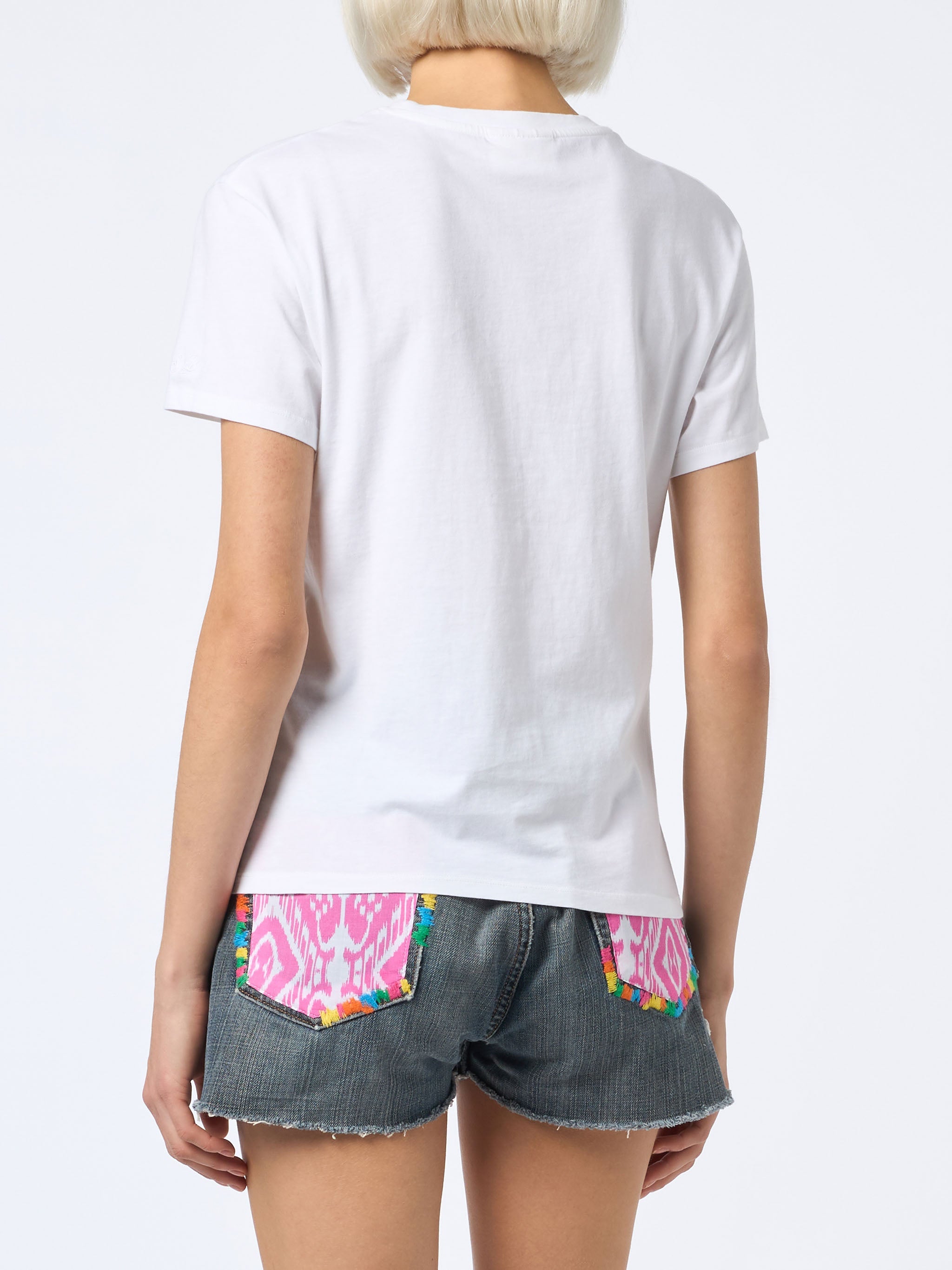 Emilie Cotton T-Shirt With Girls Just Wanna Have Sun Embroidery White