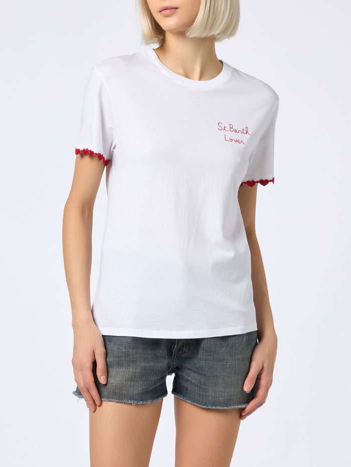 Emilie Cotton T-Shirt With St. Barth Lover Embroidery __single__