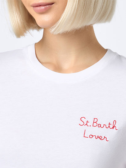 Emilie Cotton T-Shirt With St. Barth Lover Embroidery __single__