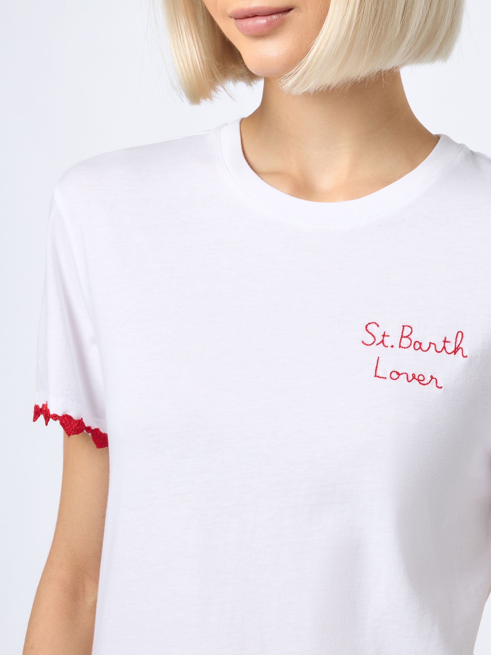 Emilie Cotton T-Shirt With St. Barth Lover Embroidery __single__