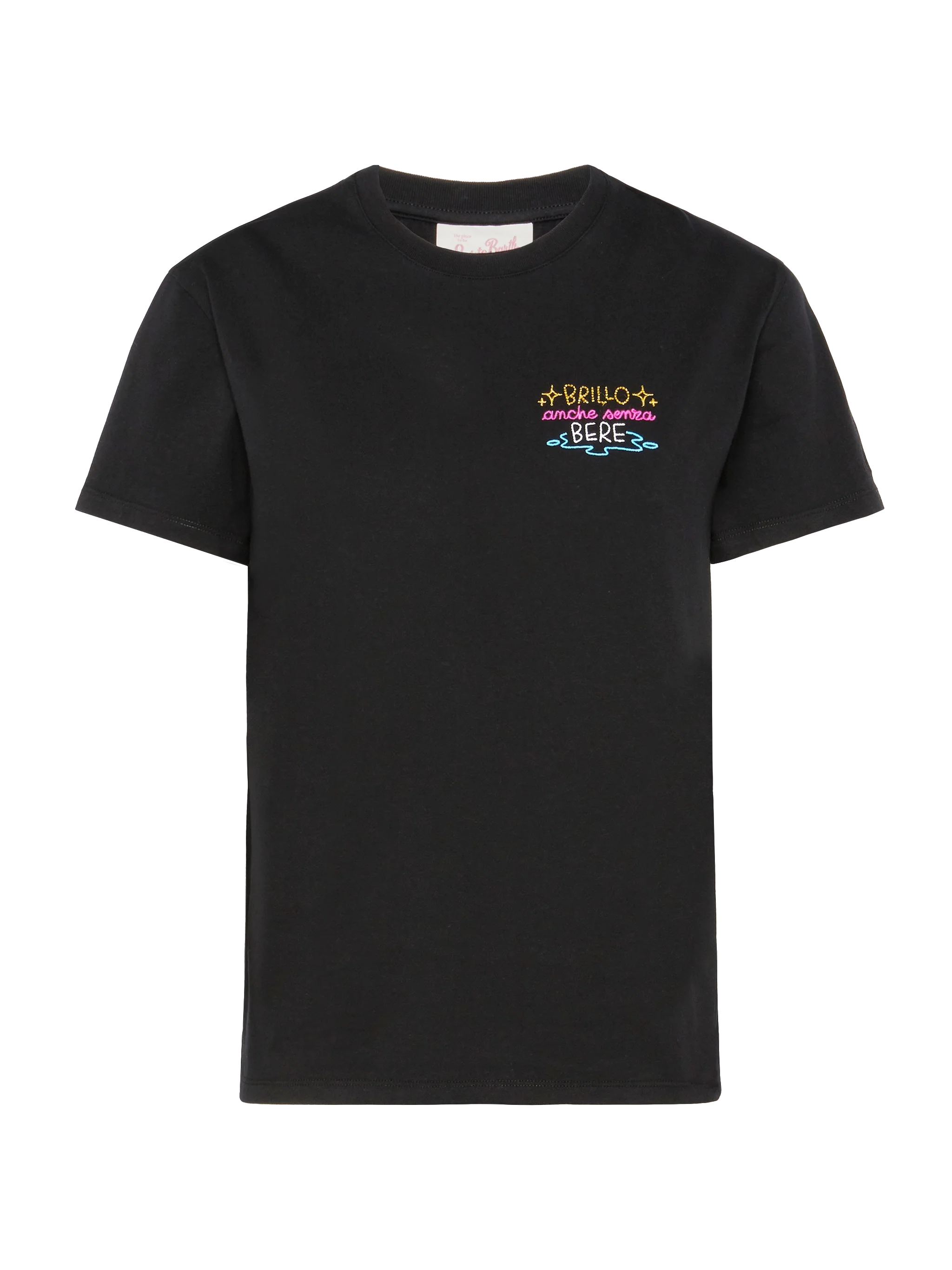 Emilie Cotton T-Shirt With Brillo Senza Bere Embroidery | Insulti Luminosi Special Edition Black