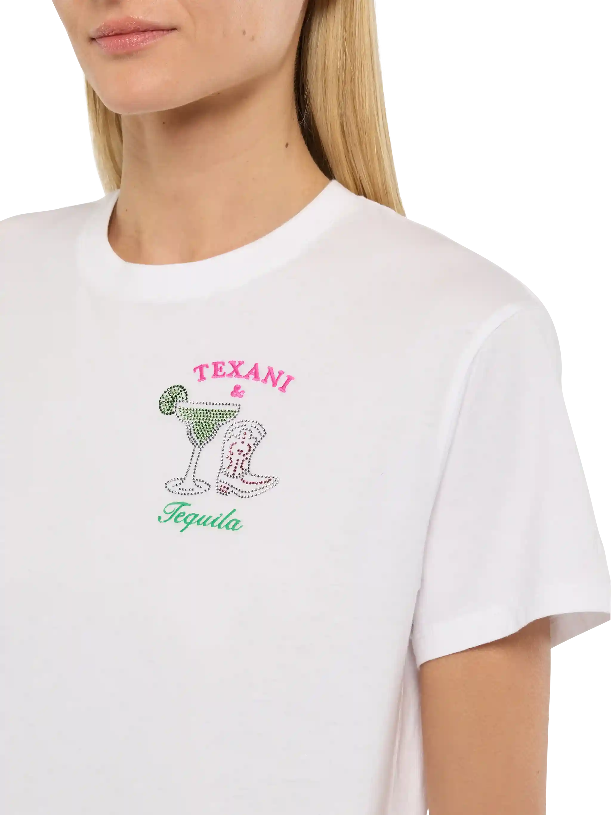 Emilie Cotton T-Shirt With Texani & Tequila Embroidery White