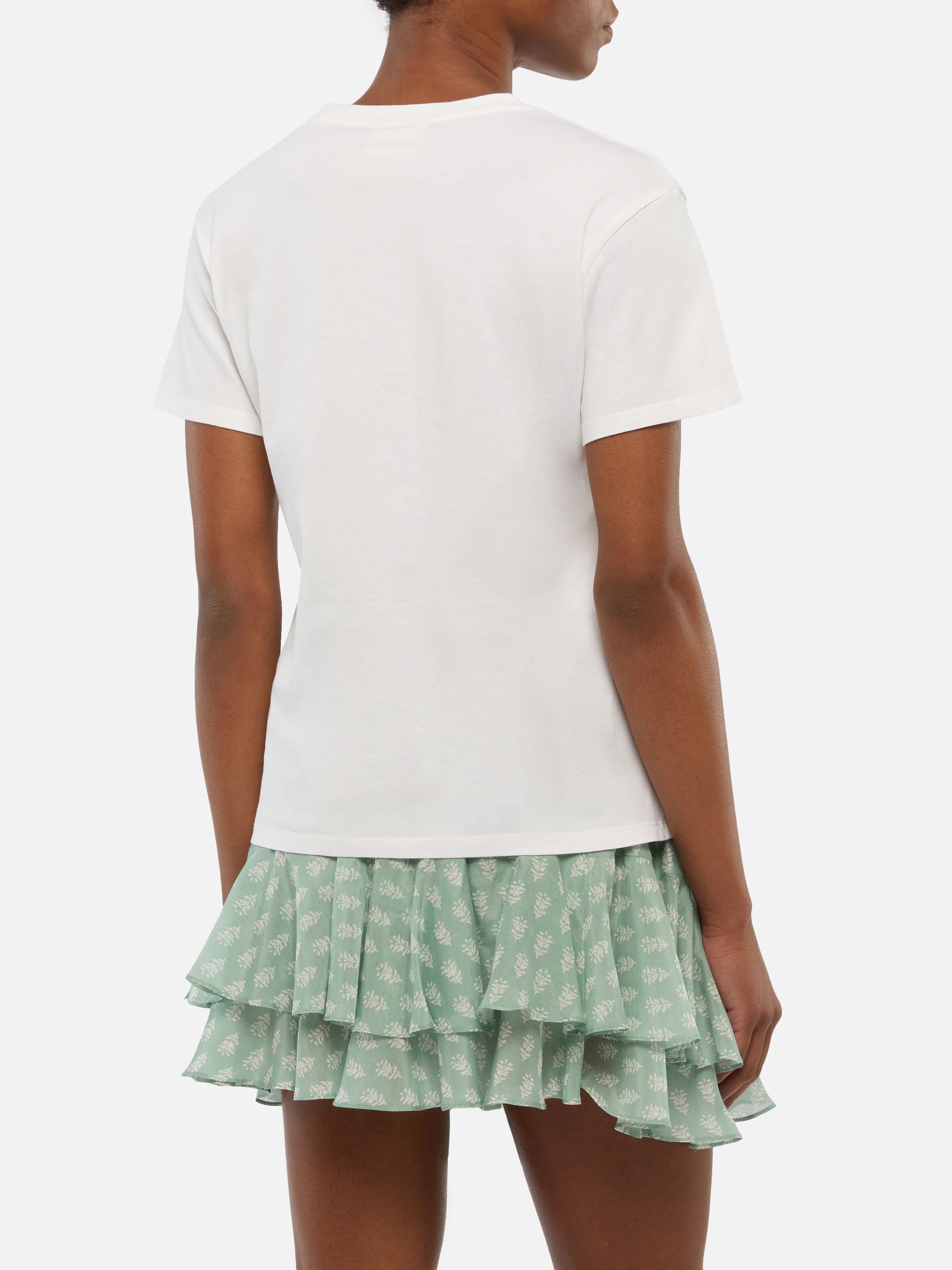 Emilie Cotton T-Shirt With 50 Nervosa Deliziosa Embroidery White