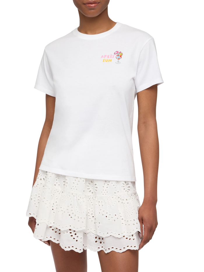Emilie Cotton T-Shirt With Après Sun Embroidery White