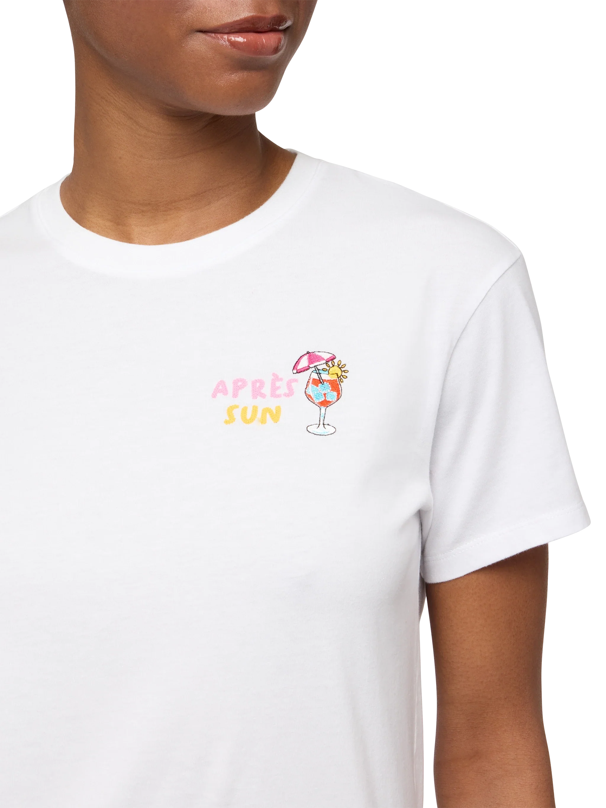 Emilie Cotton T-Shirt With Après Sun Embroidery White