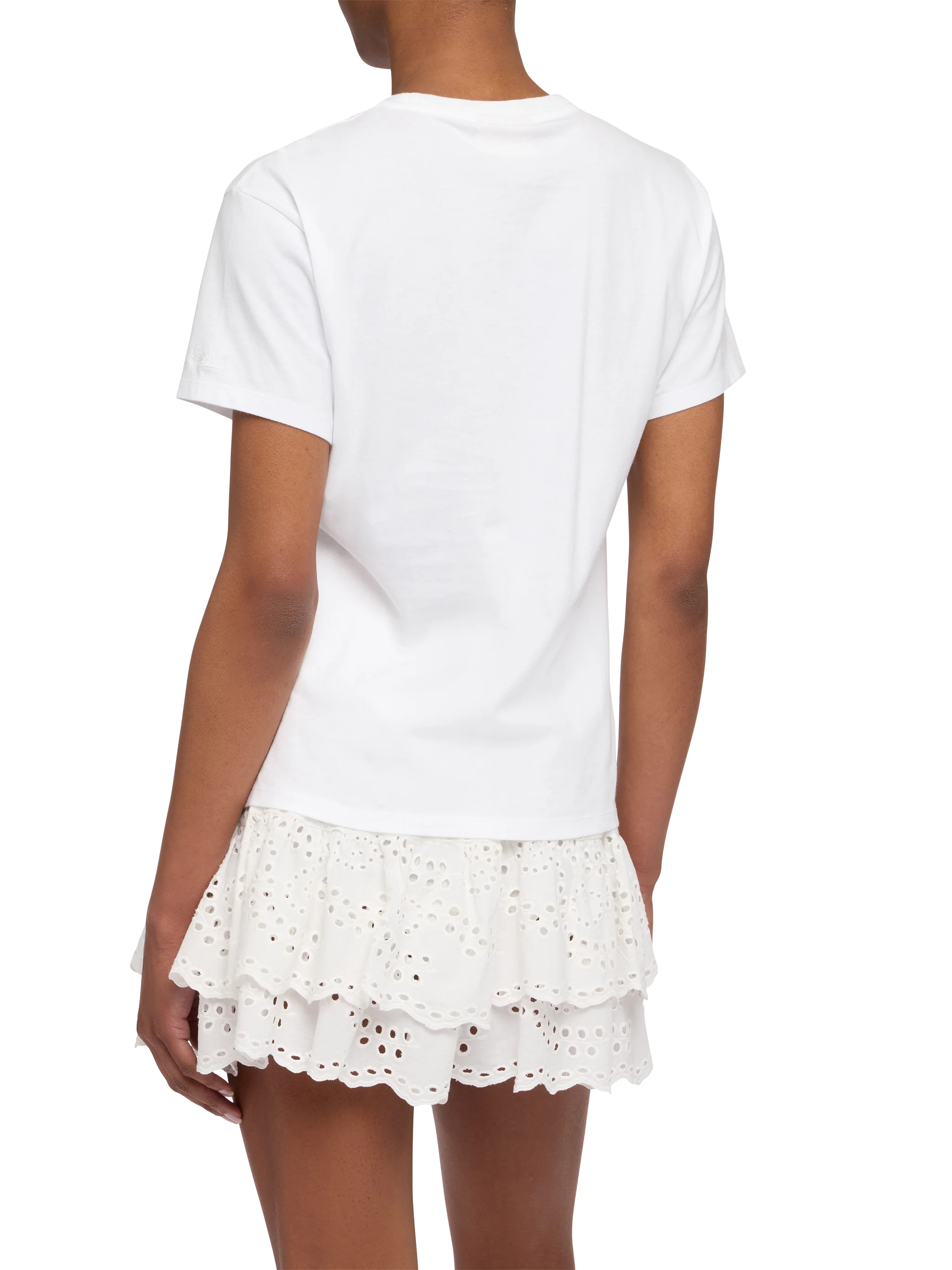 Emilie Cotton T-Shirt With Après Sun Embroidery White