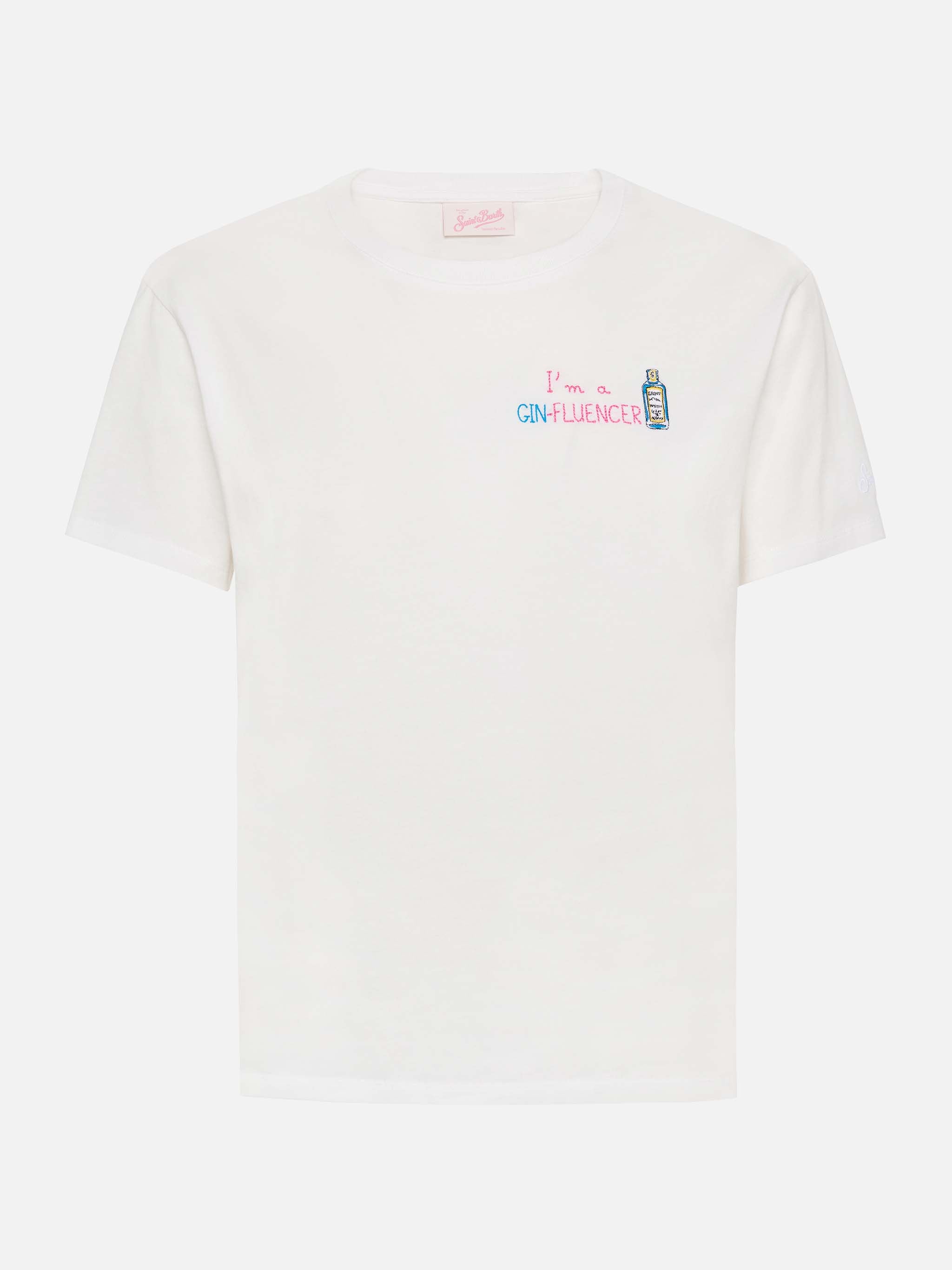 Emilie Cotton T-Shirt With Gin-Fluencer Embroidery White