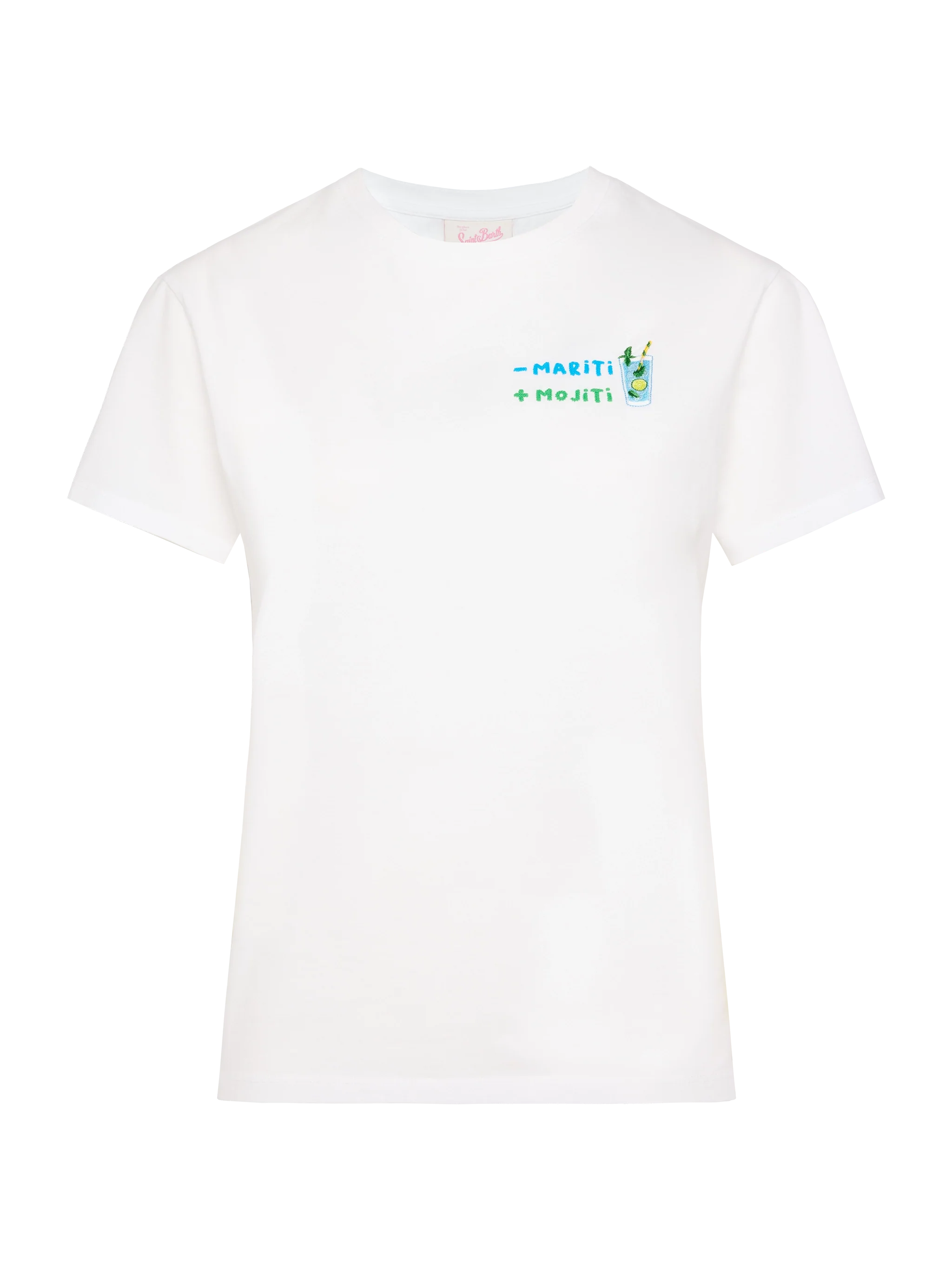 Emilie Cotton T-Shirt With - Mariti + Mojiti Embroidery White