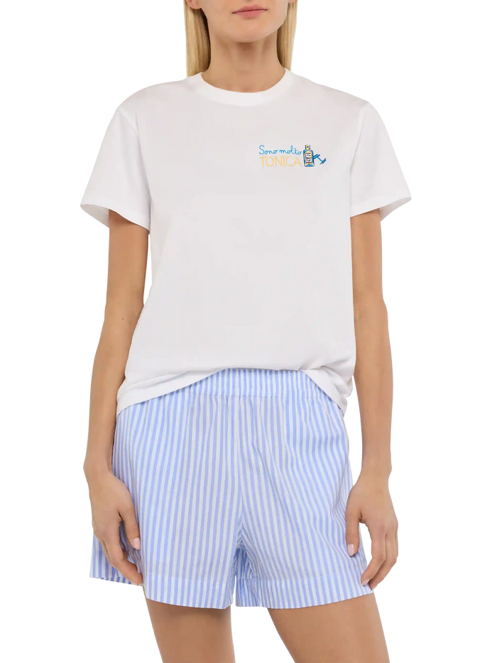 White Emilie T-Shirt With Sono Molto Tonica Embroidery