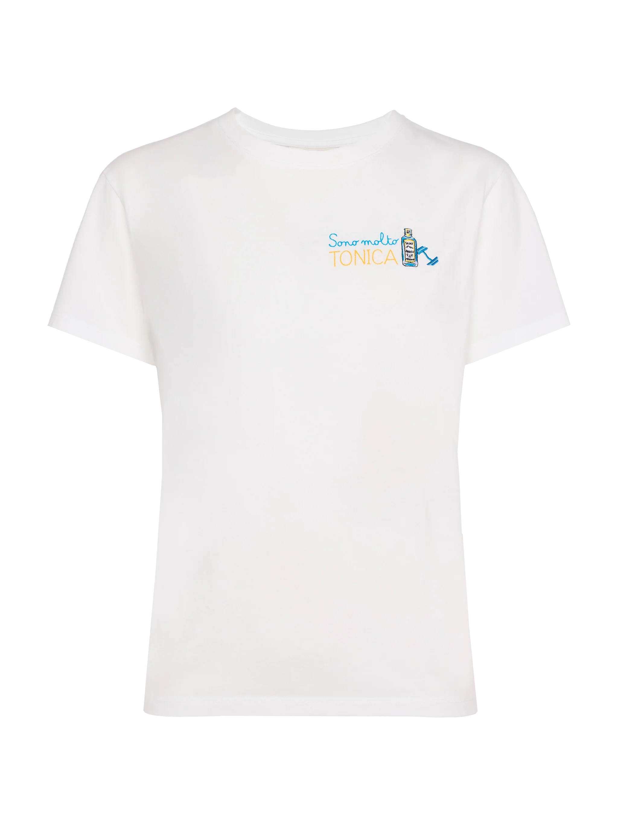 Emilie Cotton T-Shirt With Sono Molto Tonica Embroidery White