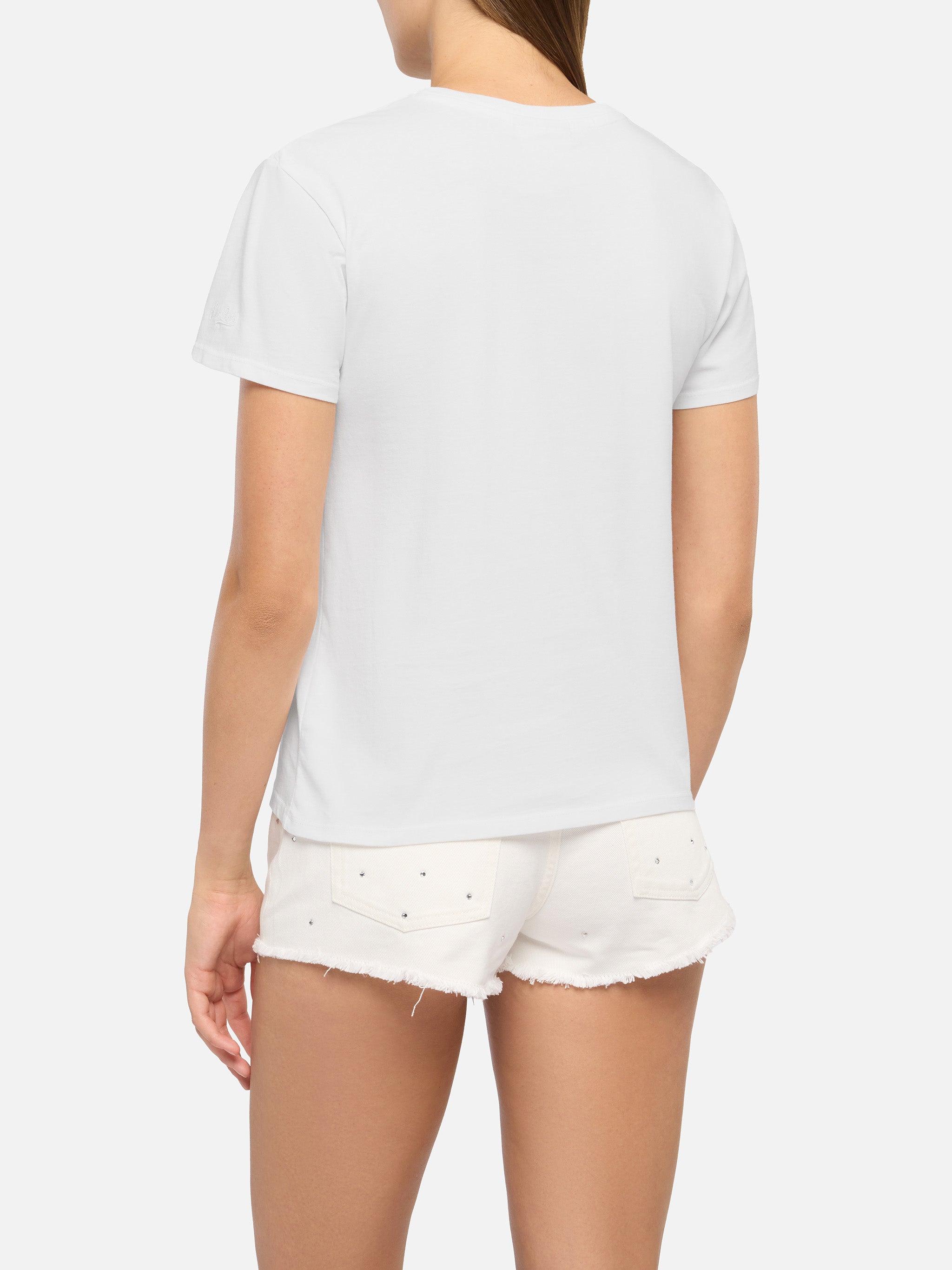 Emilie Cotton T-Shirt With Il Week-End È Di-Vino Embroidery White