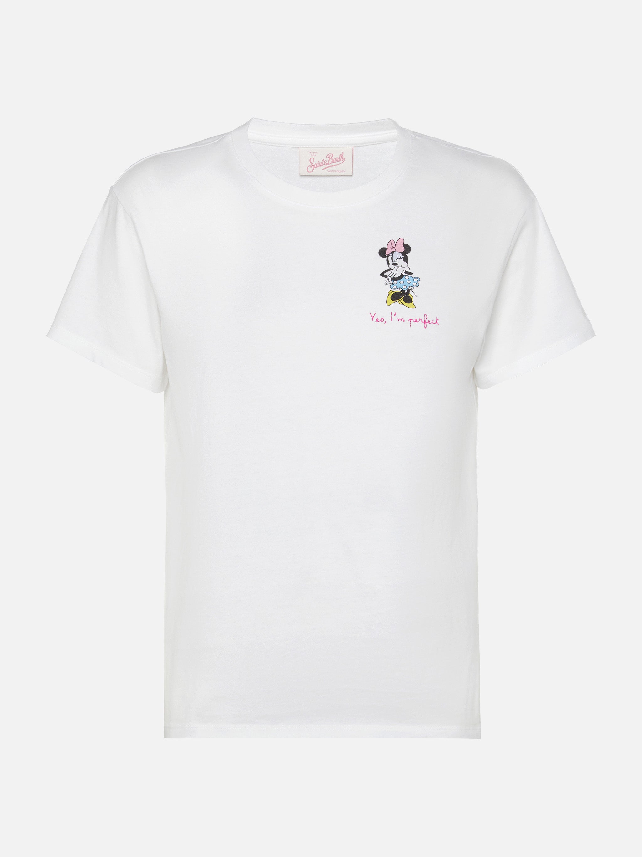 Emilie Cotton T-Shirt With Minnie Yes, Im Perfect Embroidery | Disney© Special Edition White
