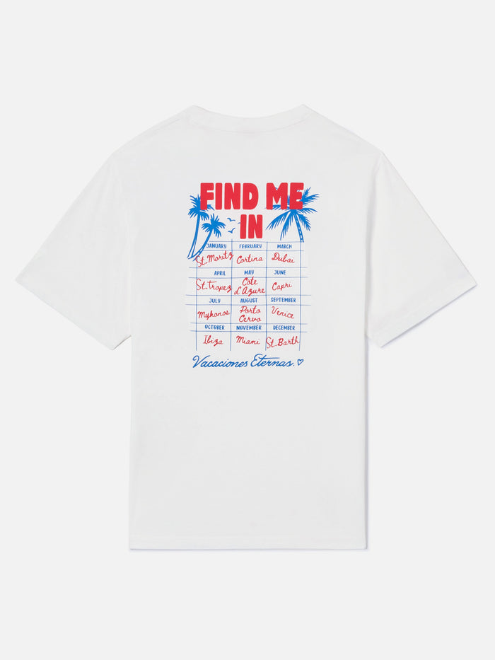 White Emilie T-Shirt With Find Me Vacation Print