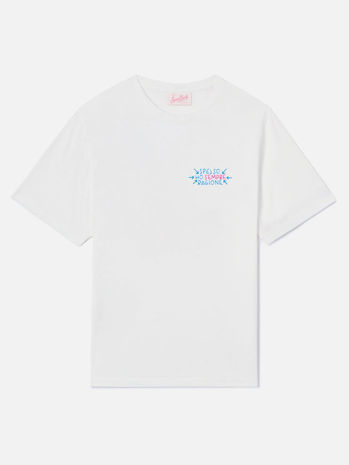 White Emilie T-Shirt With Spesso Ho Sempre Ragione Embroidery