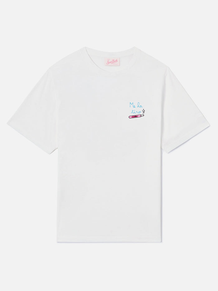 White Emilie T-Shirt With Me La Tiro Embroidery