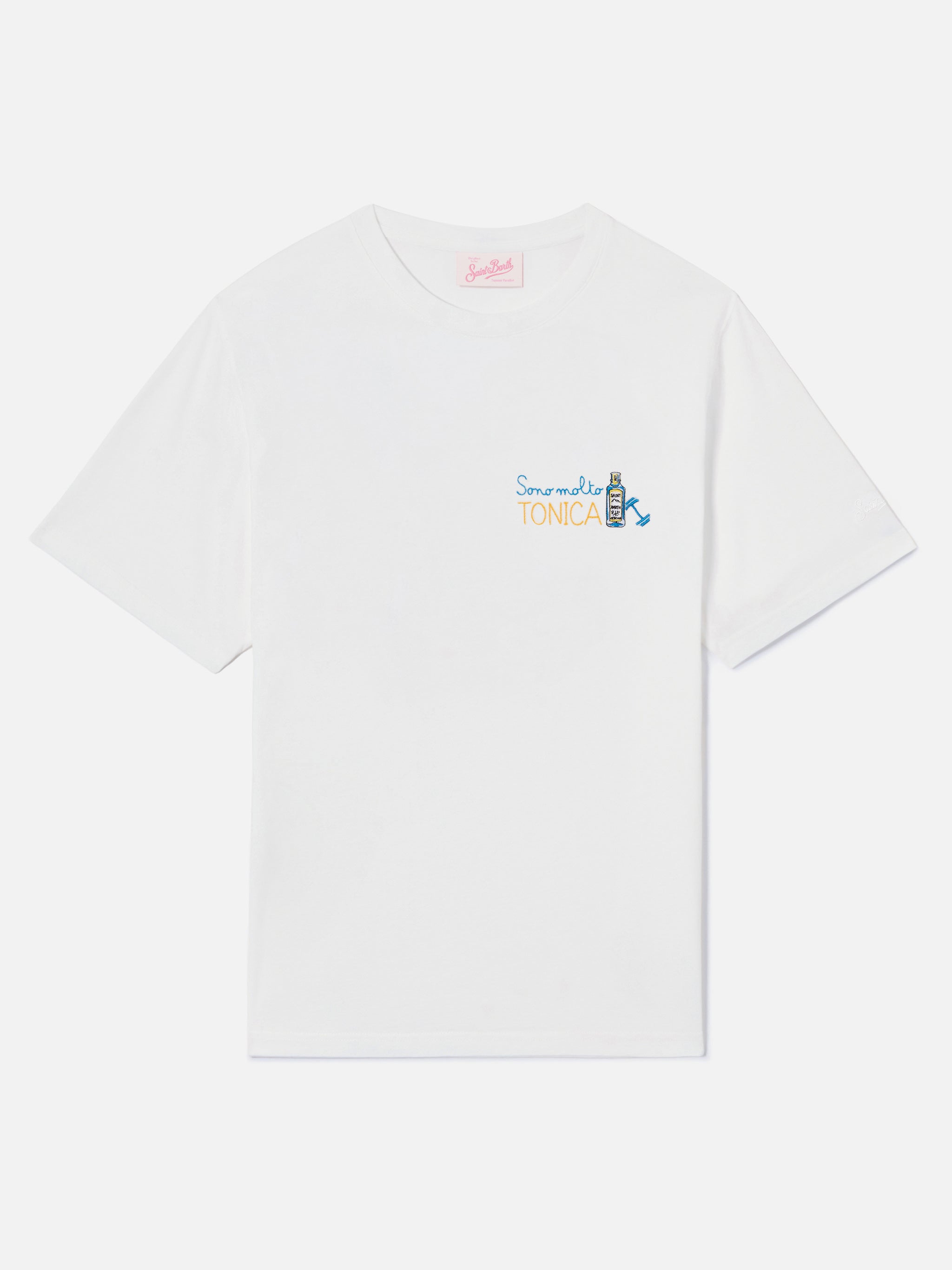 White Emilie T-Shirt With Sono Molto Tonica Embroidery
