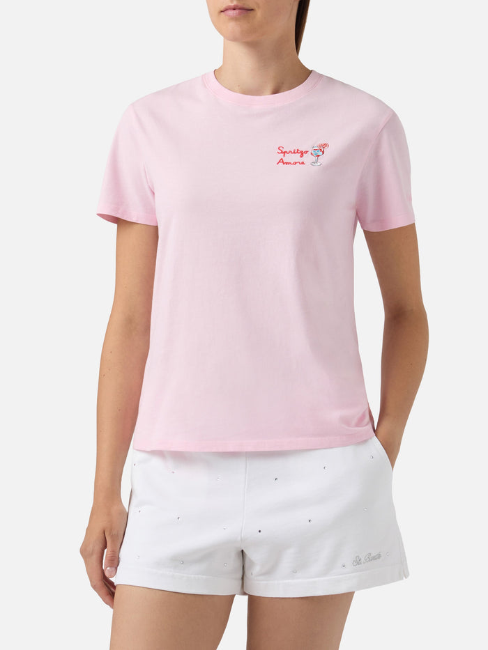 Pink Emilie T-Shirt With Spritzo Damore Embroidery