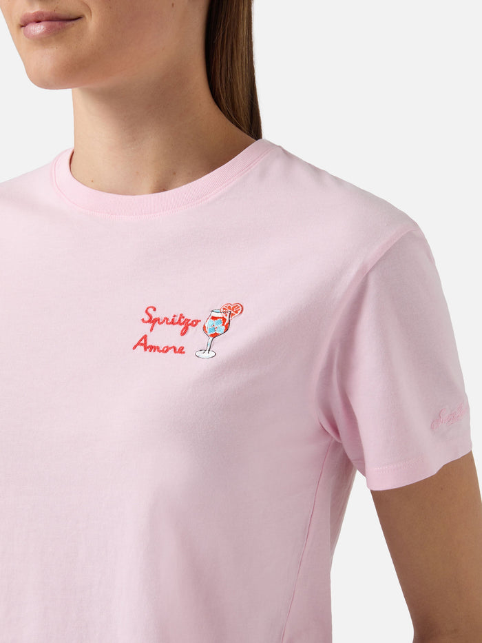 Pink Emilie T-Shirt With Spritzo Damore Embroidery